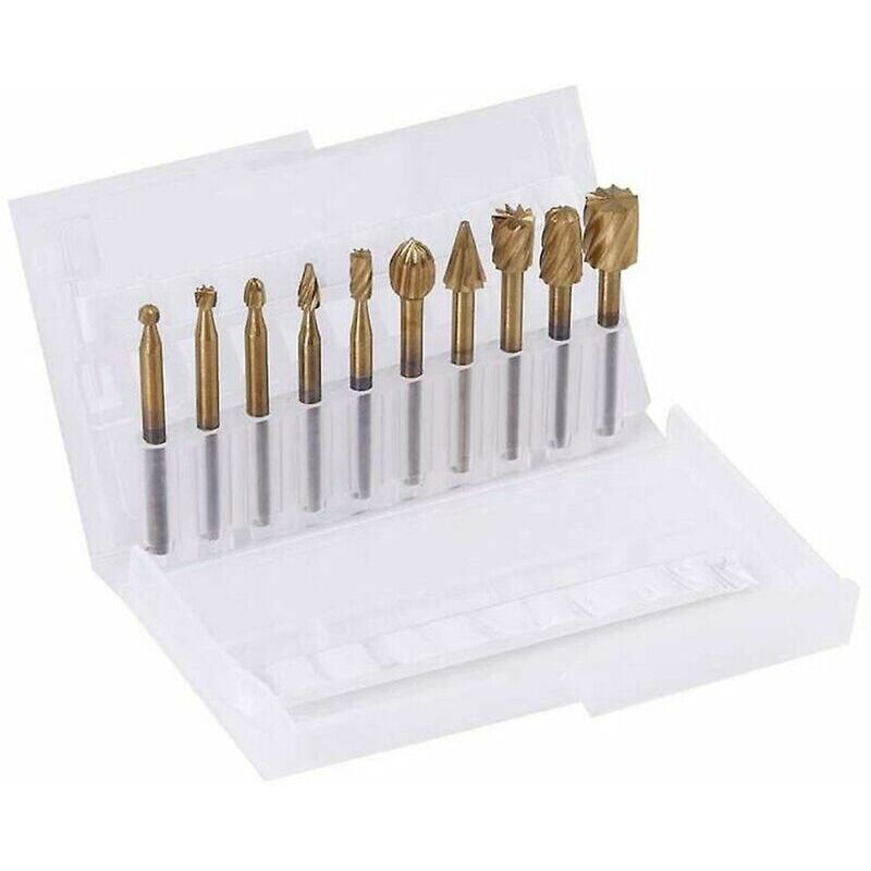 foto del prodotto 10 pezzi di titanio dremel fresatura legno lima rotante taglierina rotante intaglio legno coltello intagliato utensili da taglio