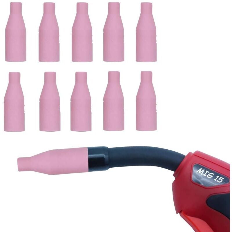 foto del prodotto 10 pezzi di ugelli in ceramica mb15 15ak, ugelli senza gas, ugelli di contatto, portaugelli, materiali di consumo mig mag, torcia per saldatura,