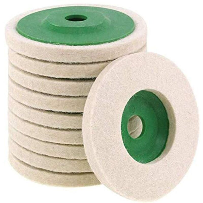 foto del prodotto 10 pezzi diametro 100mm lana lucidatura lucidatura ruota tampone disco foro diametro 16mm