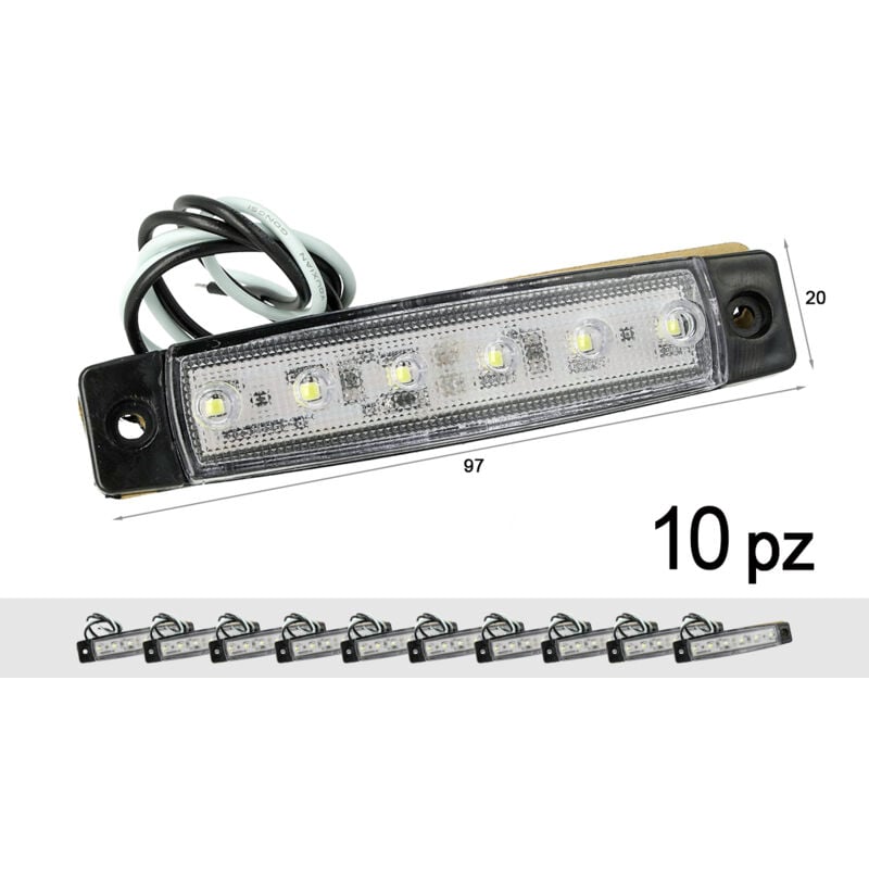 foto del prodotto 10 pezzi fanali laterali led 12v 24v bianco freddo luce cortesia targa camper