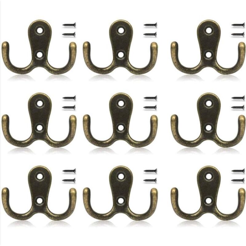 foto del prodotto 10 pezzi gancio vintage, gancio in metallo gancio doppio da parete retr , gancio in lega di zinco, bagno, cappotto, cappello e cucina, gancio per