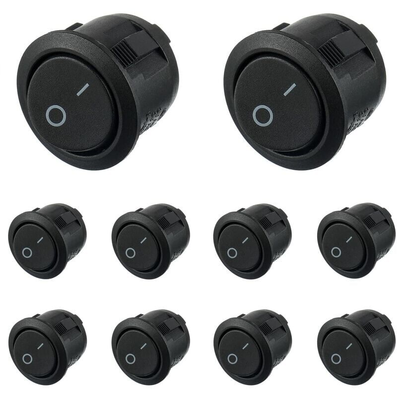 foto del prodotto 10 pezzi interruttore a bilanciere rotondo nero on off 2 pin ac 6a 250 v 10a 125 v spst interruttore a levetta per auto barca marina auto camion