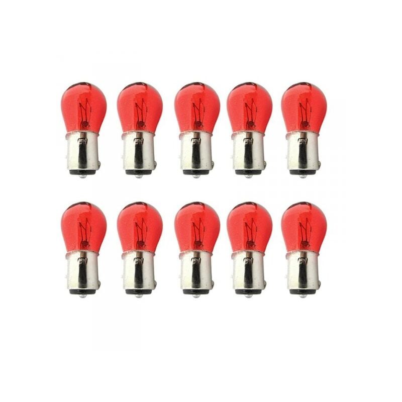 foto del prodotto 10 pezzi lampada alogena s25 p21 5w bay15d 12v rosso doppio filamento posteriori