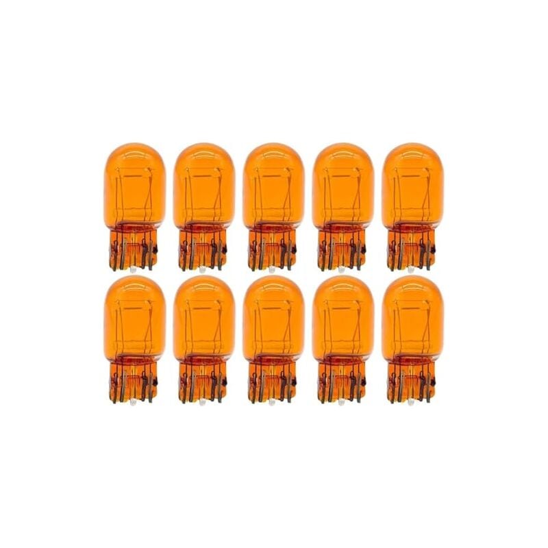 foto del prodotto 10 pezzi lampada alogena t20 w21 5w 12v 21 5w 7443 arancione amber