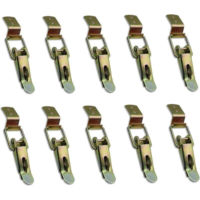 foto del prodotto 10 pezzi leva chiusa e gancio, chiusura a levetta, per cassetto, leva di bloccaggio, cassetta degli attrezzi, armadio, mobiletto, scatola giallo