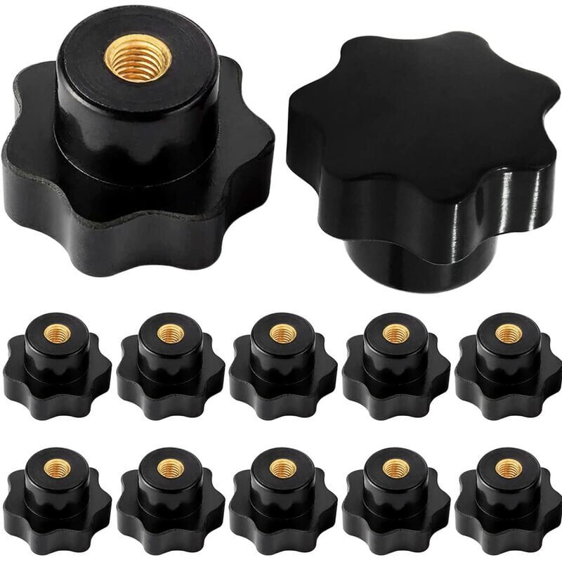 foto del prodotto 10 pezzi m6 manopole a stella, m6 vite femmina manopola di serraggio filettatura zigrinata, per macchina utensile attrezzatura meccanica, plastica