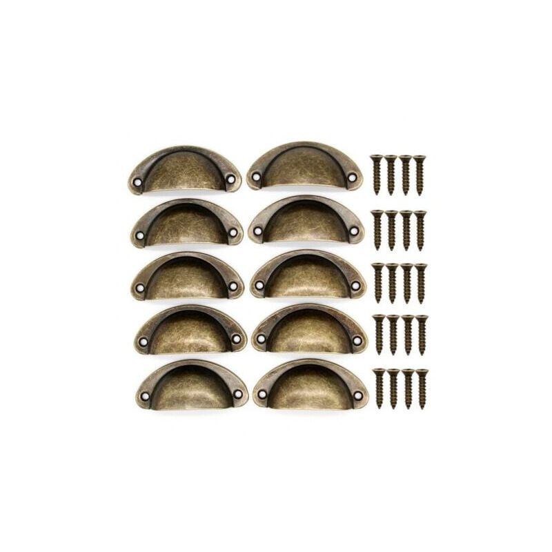 foto del prodotto 10 pezzi maniglia per mobili 10 maniglie a conchiglia vintage per cassetti, mobili, armadi, cucina, pomello per porta dell armadio retr in ferro
