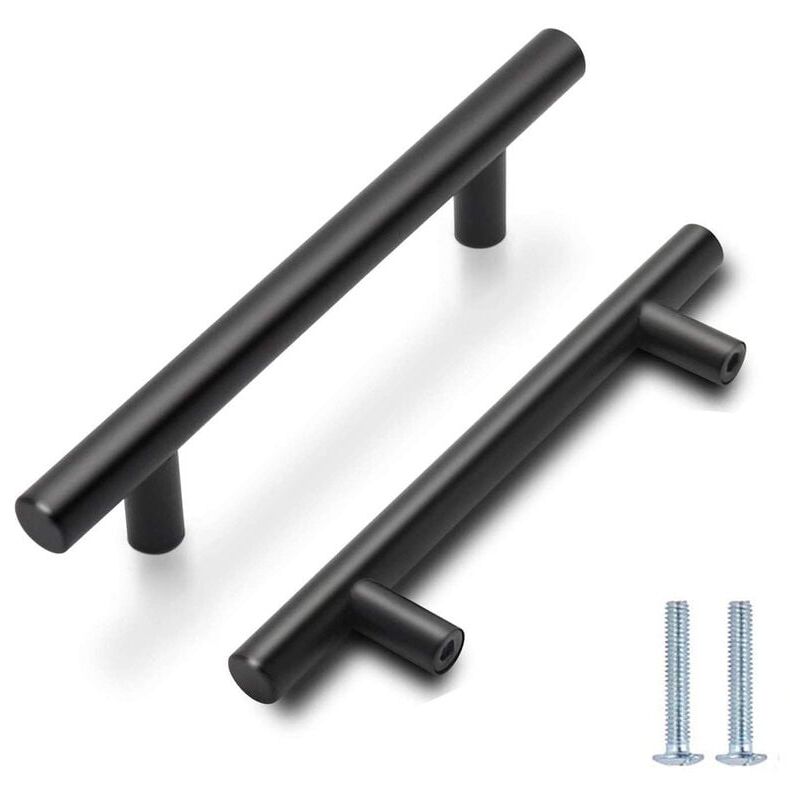 foto del prodotto 10 pezzi maniglia per porta a t per mobili da cucina in acciaio inox distanza dal centro 96 mm,