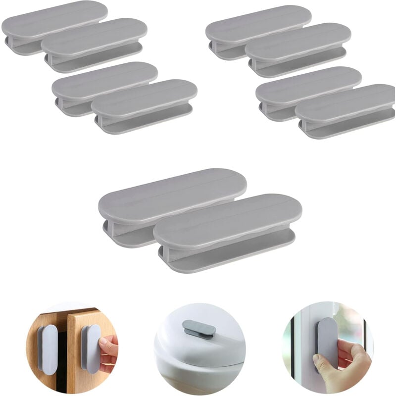 foto del prodotto 10 pezzi maniglie autoadesive per porte, maniglia per mobili, porta di vetro, maniglia per finestre grigio