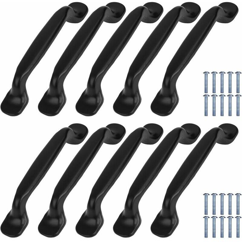 foto del prodotto 10 pezzi maniglie nere per mobili da cucina, maniglia per mobili, centro foro 96 mm
