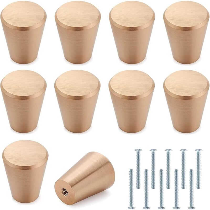 foto del prodotto 10 pezzi maniglie per cassetti in metallo dorato, maniglie per cassetti rotonde dorate, maniglie per mobili in alluminio con viti, per cassetti,