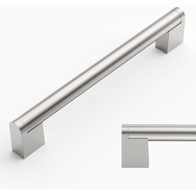 foto del prodotto 10 pezzi maniglie per mobili da cucina in acciaio inox nichel spazzolato, 160 mm di distanza tra i centri per ante di mobili da cucina, maniglie per