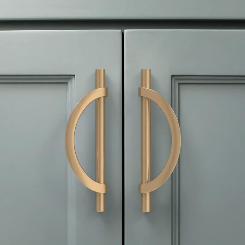 foto del prodotto 10 pezzi maniglie per mobili da cucina in lega di zinco color oro champagne, foro passante 128 mm, maniglie per cassetti, armadietti da cucina,