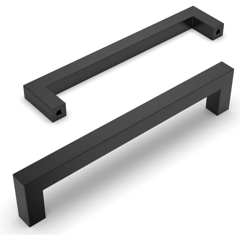 foto del prodotto 10 pezzi maniglie per mobili da cucina, maniglia porta scorrevole acciaio inox per armadi, cassetti e guardaroba nero 96 mm