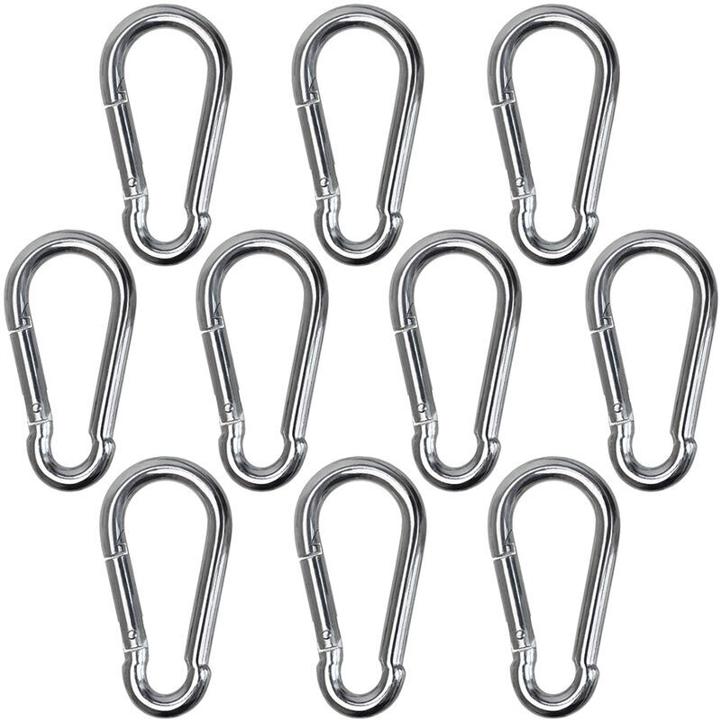 foto del prodotto 10 pezzi moschettoni arrampicata in ferro capacit di carico 36 kg argento 4x40mm