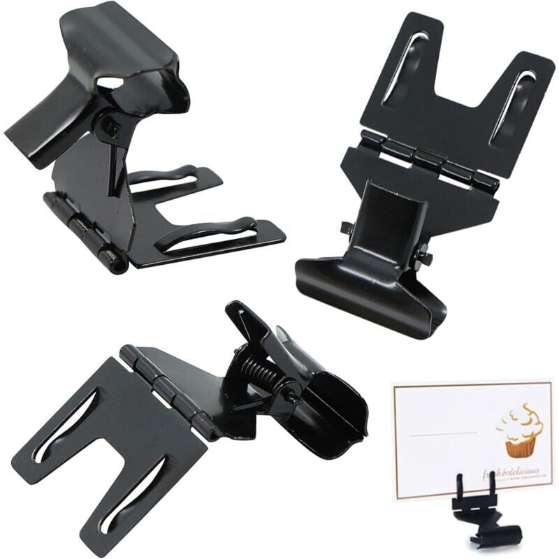 foto del prodotto 10 pezzi neri, porta cartellini dei prezzi, clip per etichette in metallo, 5,2 2,8 cm, porta cartellini dei prezzi, porta foto, promemoria,
