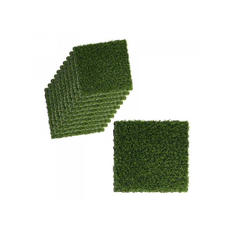 foto del prodotto 10 pezzi piastrelle plastica giardino 30x30x2.3cm pavimento esterno prato verde