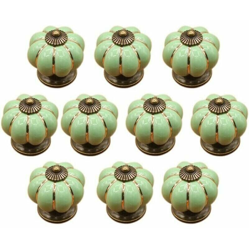 foto del prodotto 10 pezzi pomelli per cassetti in ceramica per cassetti e mobili da cucina verde 