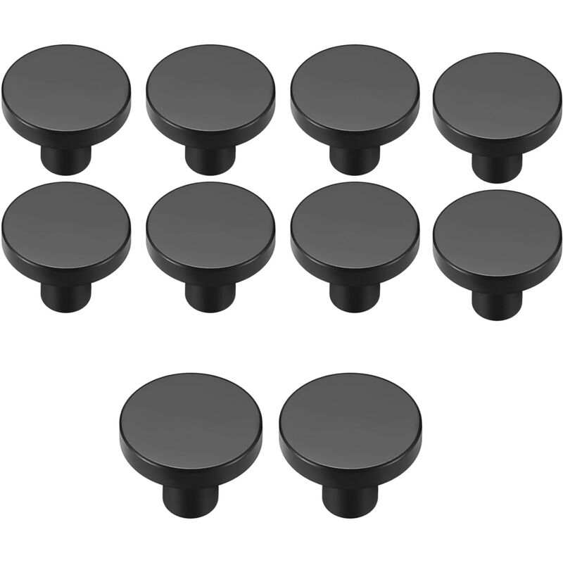 foto del prodotto 10 pezzi pomelli per cassetti, maniglia per porta rotondo, maniglie per mobili vintage per cassettiere, armadi, armadietti 25x30 mm nero