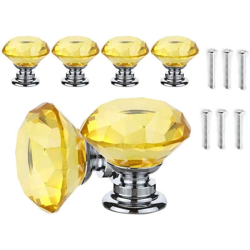 foto del prodotto 10 pezzi pomelli per mobili in vetro cristallo, maniglie per cassetti da 40 mm, manopole a forma diamanti con vite per cassetti, credenze, com ,