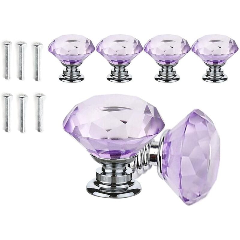 foto del prodotto 10 pezzi pomelli per mobili in vetro cristallo, maniglie per cassetti da 40 mm, manopole a forma diamanti con vite per cassetti, credenze, com ,