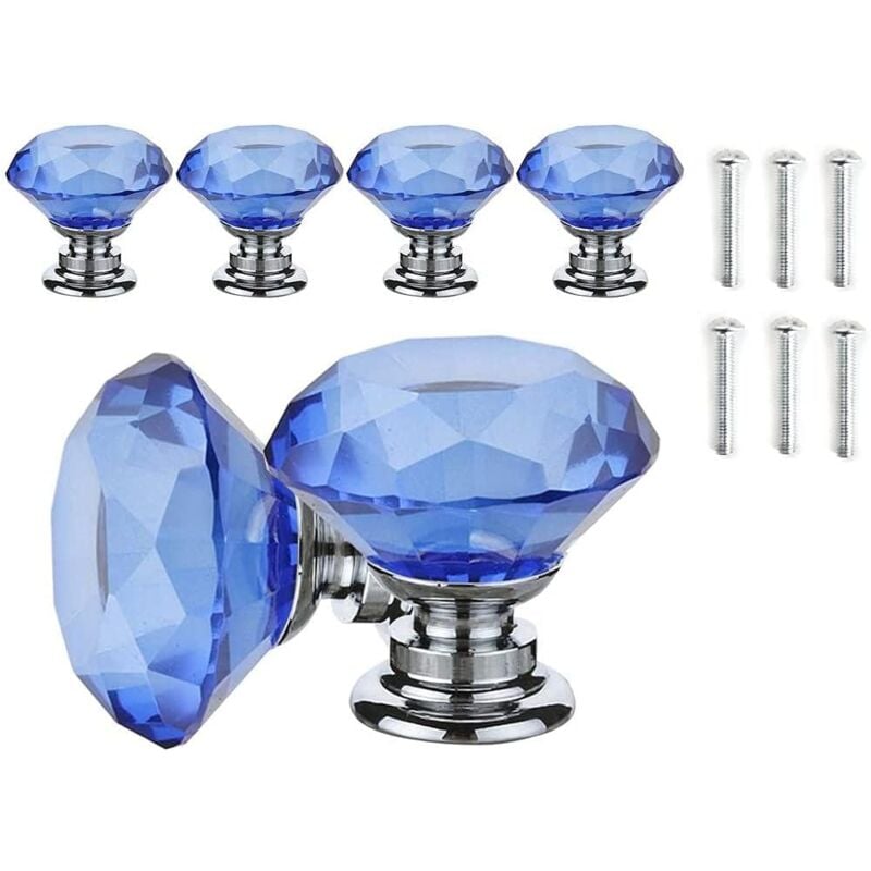 foto del prodotto 10 pezzi pomelli per mobili in vetro cristallo, maniglie per cassetti da 40 mm, manopole a forma diamanti con vite per cassetti, credenze, com ,