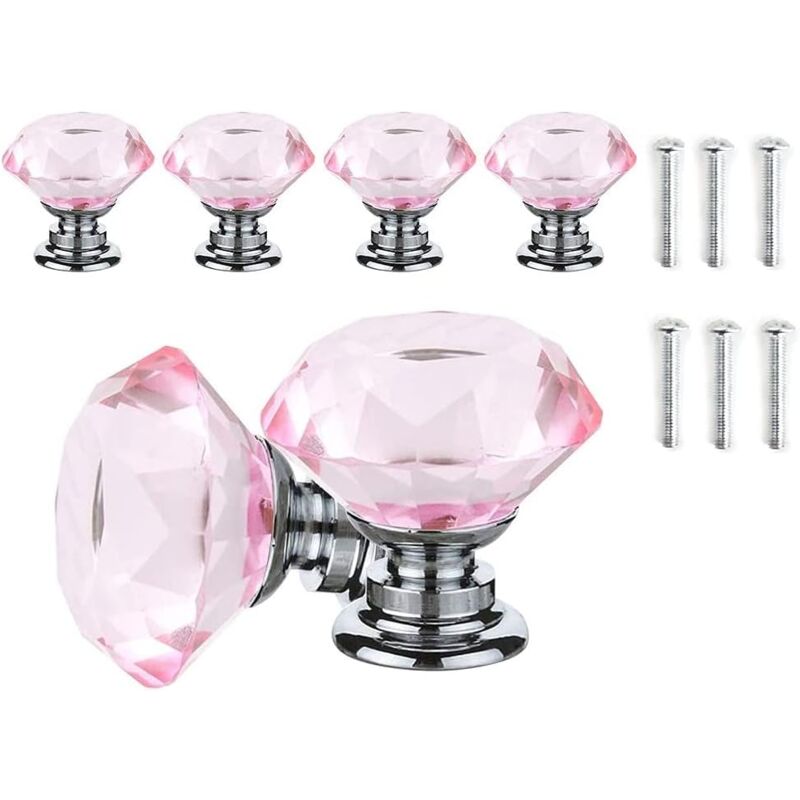 foto del prodotto 10 pezzi pomelli per mobili in vetro cristallo, maniglie per cassetti da 40 mm, manopole a forma diamanti con vite per cassetti, credenze, com ,