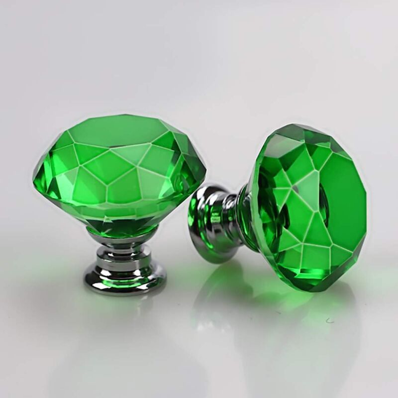 foto del prodotto 10 pezzi pomelli per mobili in vetro cristallo, maniglie per cassetti da 40 mm, manopole a forma diamanti con vite per cassetti, credenze, com ,