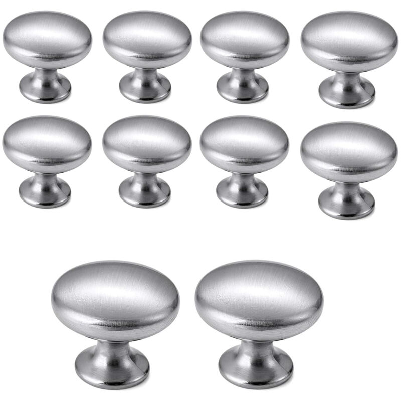 foto del prodotto 10 pezzi pomelli per mobili, rotonde maniglie per porte da 30 mm, pomolo per mobile in alluminio per cassetti armadi da cucina argento
