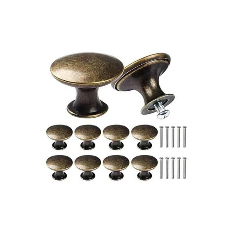 foto del prodotto 10 pezzi pomelli per mobili, rotonde maniglie per porte da 30 mm, pomolo per mobile in alluminio per cassetti armadi da cucina bronzo