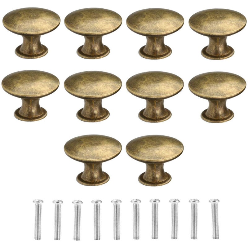 foto del prodotto 10 pezzi pomelli per mobili, rotonde maniglie per porte da 30 mm, pomolo per mobile in alluminio per cassetti armadi da cucina ottone