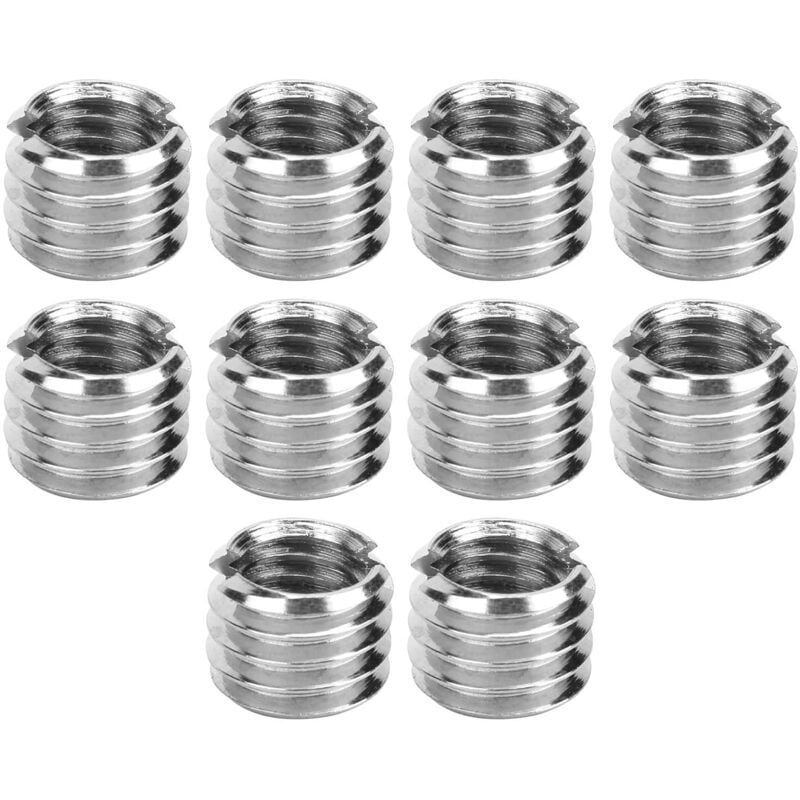 foto del prodotto 10 pezzi riduttore di filettatura m8 a m6, inserti filettati adattatore filettato in acciaio inox per tagliare filettature con dado di riduzione