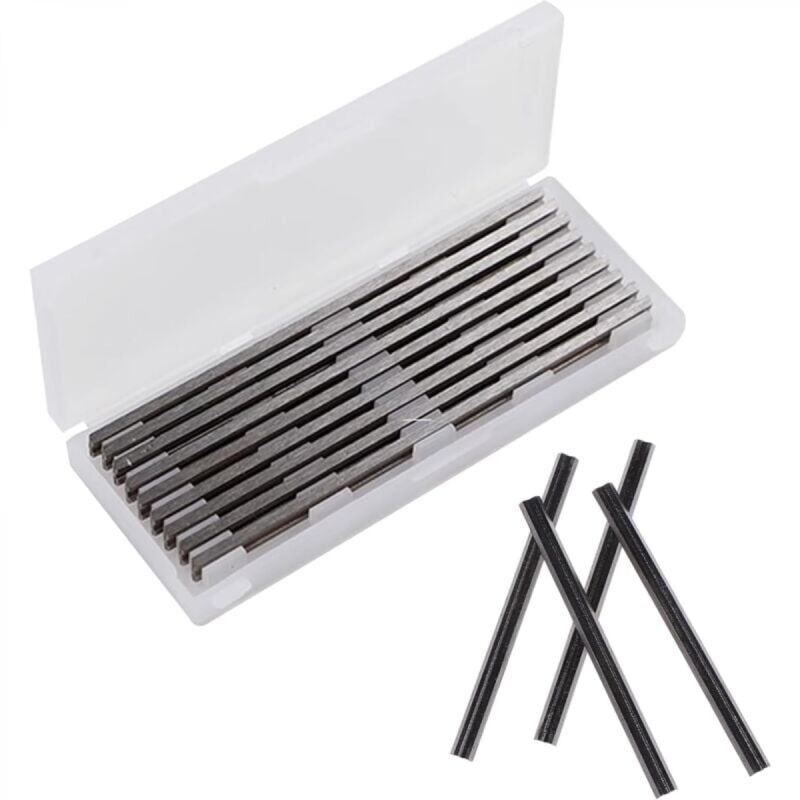 foto del prodotto 10 pezzi set di lame per pialla elettrica, lama per pialla da 82 mm, per lama per pialla hss bosch, 82x5,5x1,2 mm, per pialle makita, black decker,