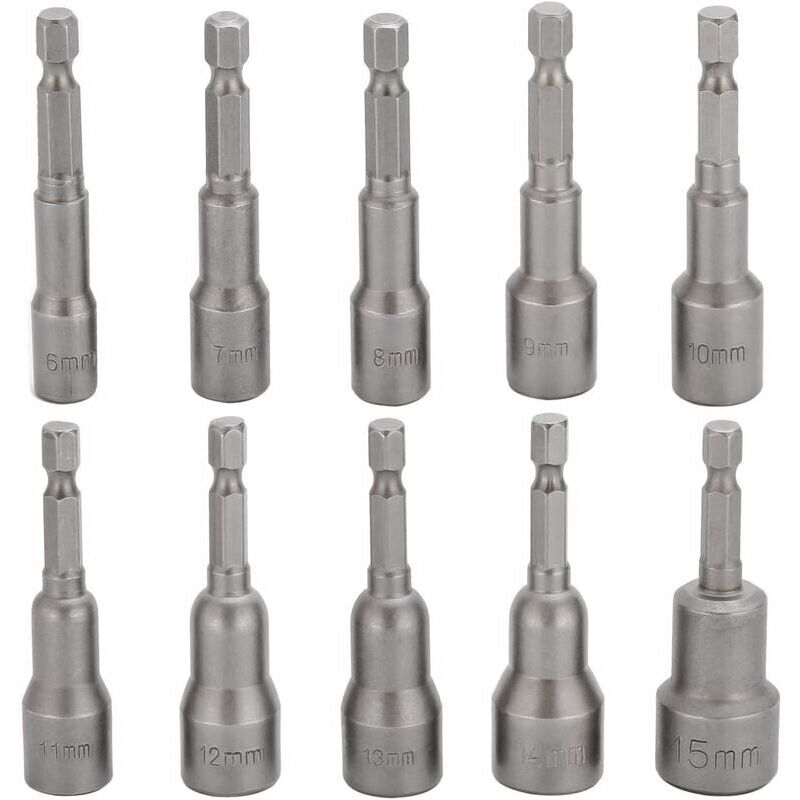 foto del prodotto 10 pezzi set di punte per avvitatore a percussione da 6 15 mm set di punte esagonali magnetiche set di punte per trapano magnetiche set di punte