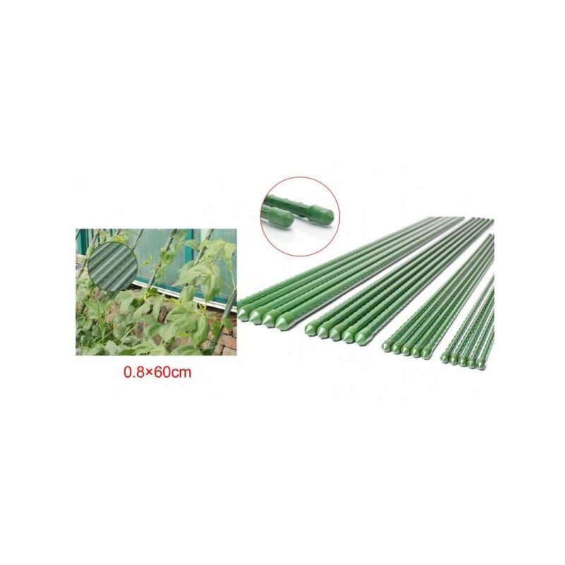 foto del prodotto 10 pezzi supporto piante rampicanti bastone in acciaio plastificato verde 0,8x60cm
