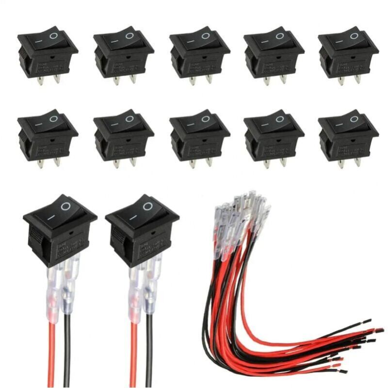 foto del prodotto 10 pezzi t85 kcd1 101 2 pin spst mini interruttori a levetta con cablaggio nero