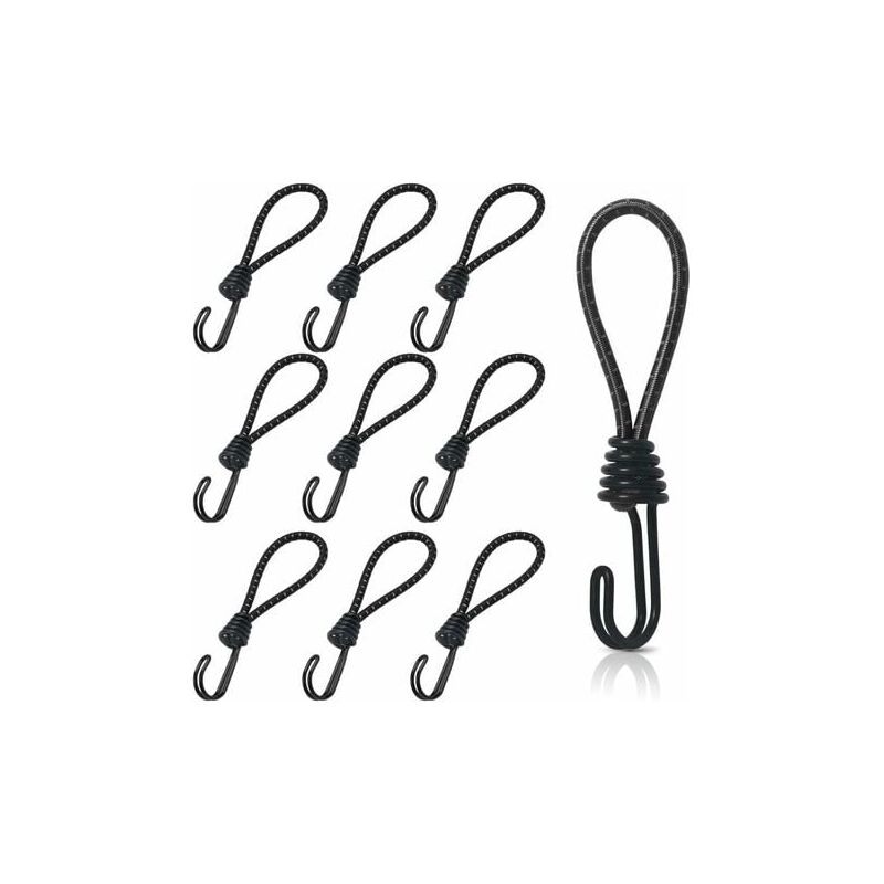 foto del prodotto 10 pezzi tenditore in gomma con ganci a spirale, ganci elastici corti, tenditori per teloni con doppi ganci lablanc