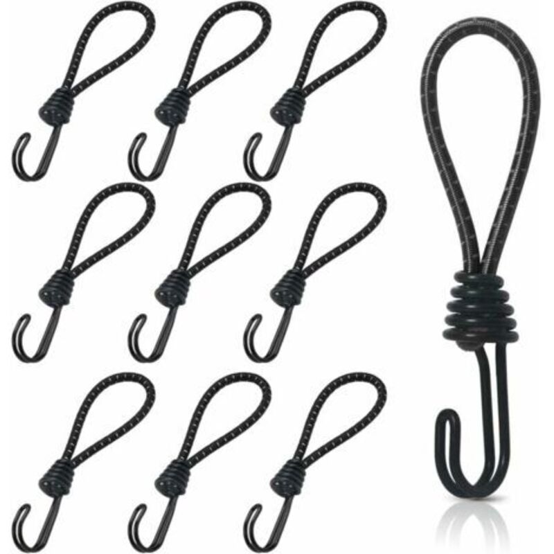 foto del prodotto 10 pezzi tenditore in gomma con ganci a spirale, gancio per corda elastica corta, tenditori per teloni con doppi ganci