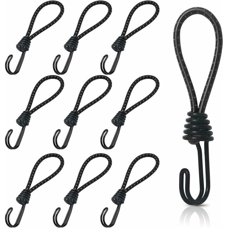 foto del prodotto 10 pezzi tenditore in gomma con ganci a spirale, gancio per corda elastica corta, tenditori per teloni con doppi ganci ymyny
