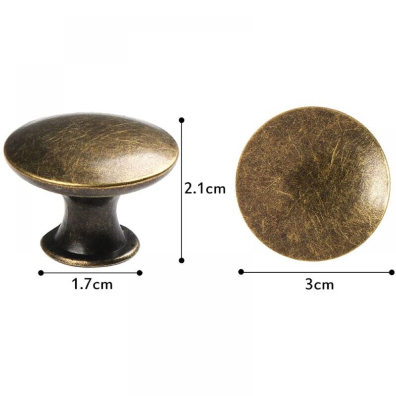 foto del prodotto 10 pezzi vintage rotondi cassetti maniglie 30mm pomelli per mobili per armadi credenze con viti bronzo