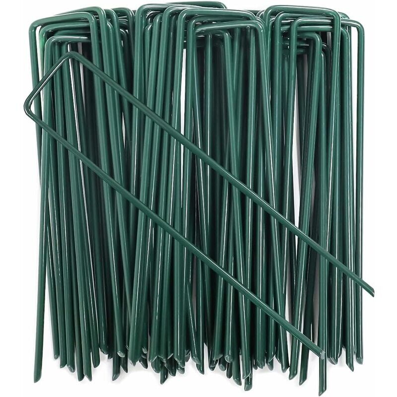 foto del prodotto 10 picchetti da giardino, clip da prato a forma di u per pellicole anti erbacce, zincate a caldo