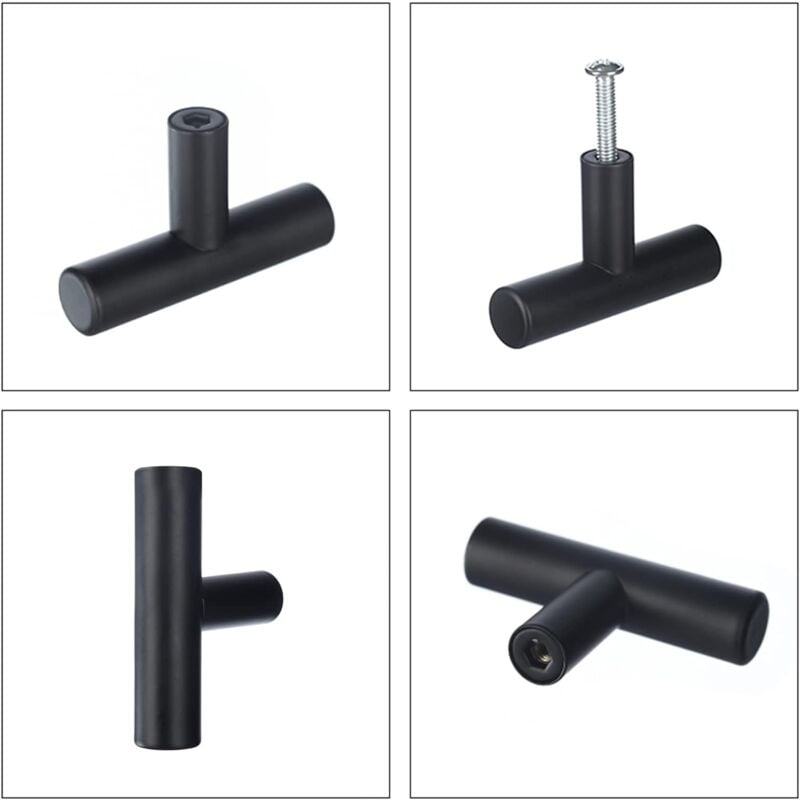 foto del prodotto 10 pomelli per cassetti, maniglie per mobili vintage, maniglia per armadi guardaroba bagno e cucina 60x35mm nero