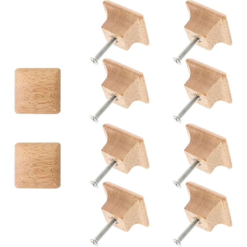 foto del prodotto 10 pomelli quadrati in legno, maniglie per armadi in legno, per guardaroba, manopole per cassettiere, armadi, maniglie per mobili
