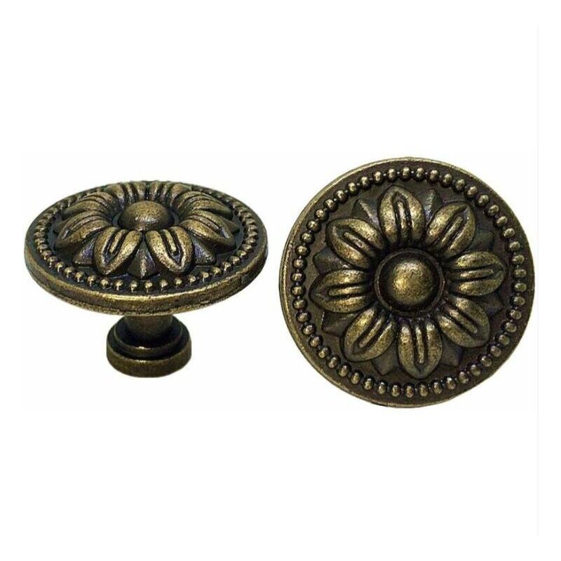 foto del prodotto 10 pomelli vintage per ante di armadi e cassetti, 35 mm, design floreale, maniglie per mobili da cucina in ottone, per cassettiere e guardaroba.