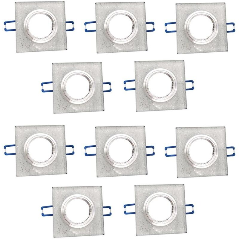 foto del prodotto 10 porta faretto a incasso supporto quadrato portafaretti vetro argento p16
