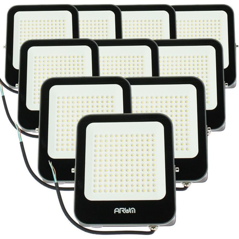 foto del prodotto 10 proiettori led 100w ip65 sirah da esterno bianco naturale 4000k