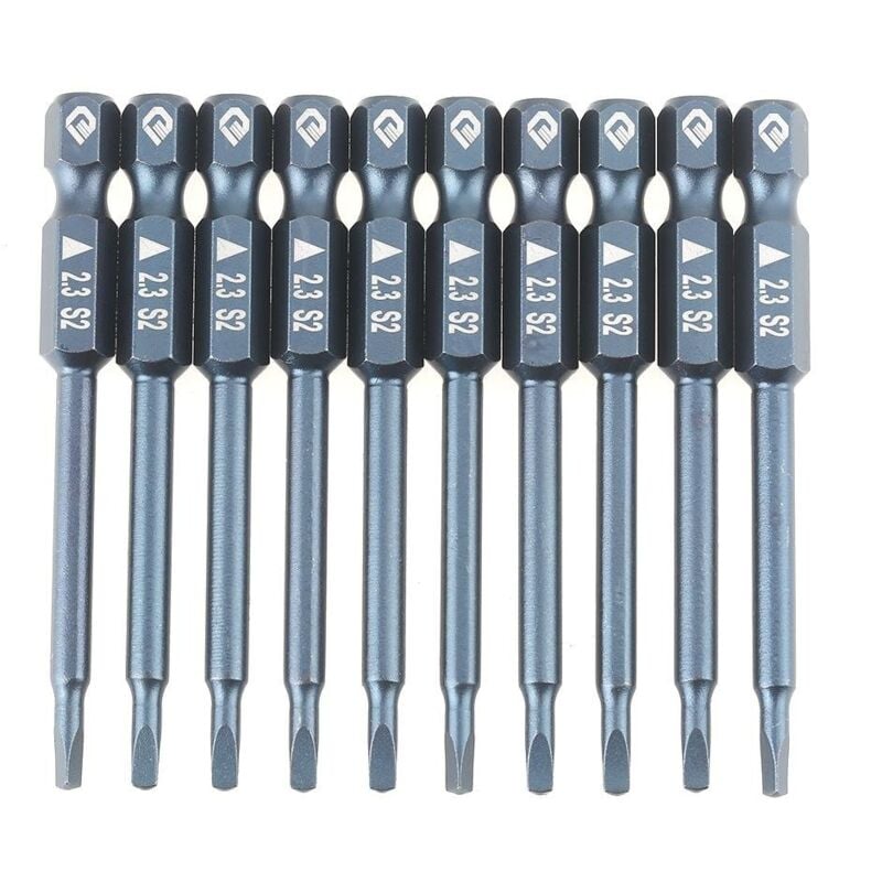 foto del prodotto 10 punte per cacciavite triangolari da 1 4 di pollice, gambo da 65 mm, set di punte per cacciavite triangolari in acciaio s2, h6,3 65 mm 2,3 mm