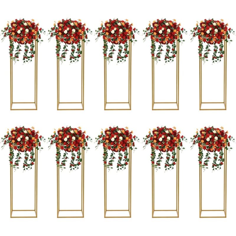 foto del prodotto 10 pz fiore di cerimonia nuziale stand, disegno geometrico vaso d oro, rettangolare vaso di fiori, rimovibile basamento di fiore per la cerimonia