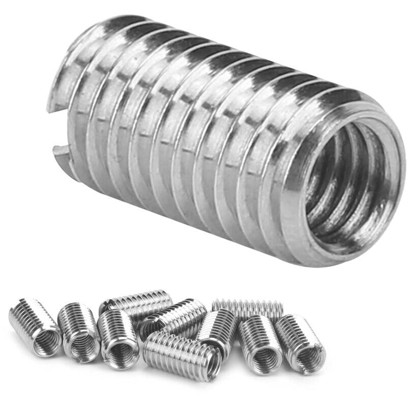 foto del prodotto 10 pz. inserti filettati scanalati m6 1.0 interni m8 1.25 esterni lunghezza 15 mm