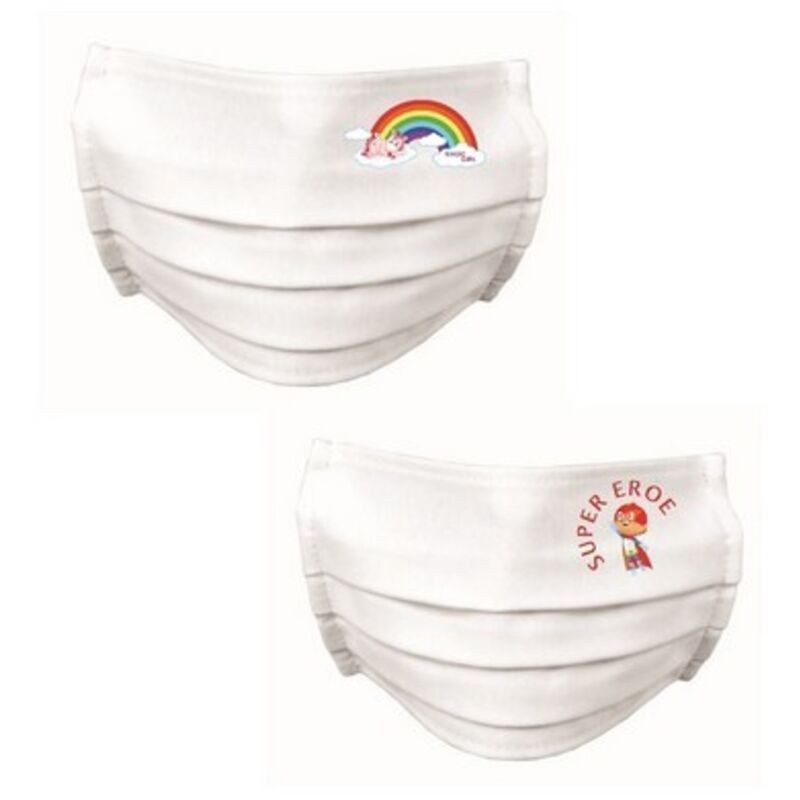 foto del prodotto 10 pz mascherine bambini sorriso fantasie miste m f idrorepellente baby sorriso 3 6 anni